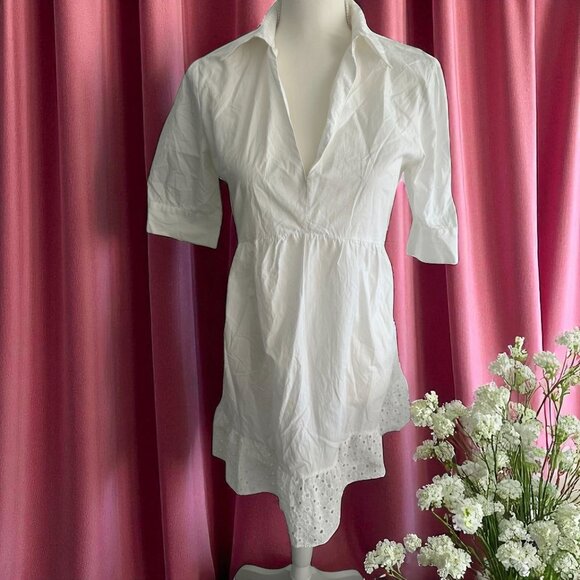 ZARA White Shirt Sun Collared Dress Size Medium - Picture 1 of 8